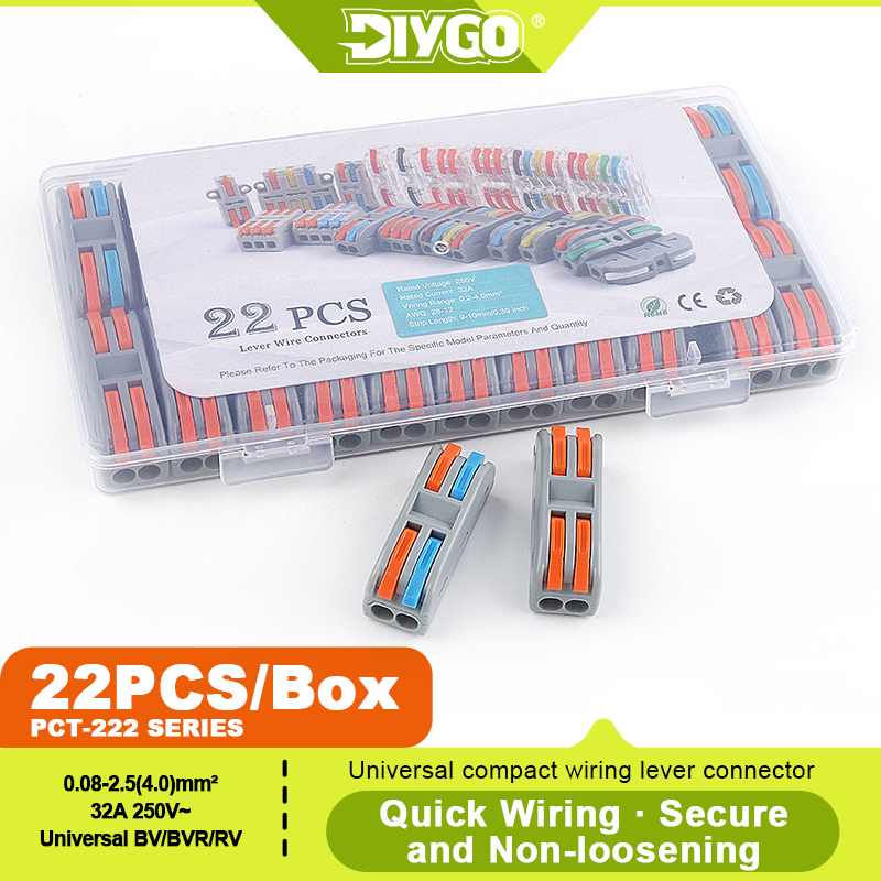 Push Fit Connector - DIY GO 22PCS 레버 와이어 커넥터