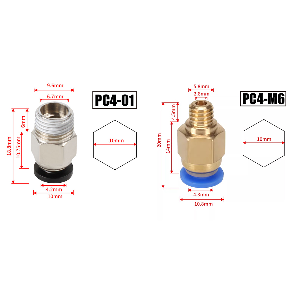10 개/몫 PC4-M10 3D 프린터 부품 용 공압  - Ptfe Tape Thread 리뷰 및 가격