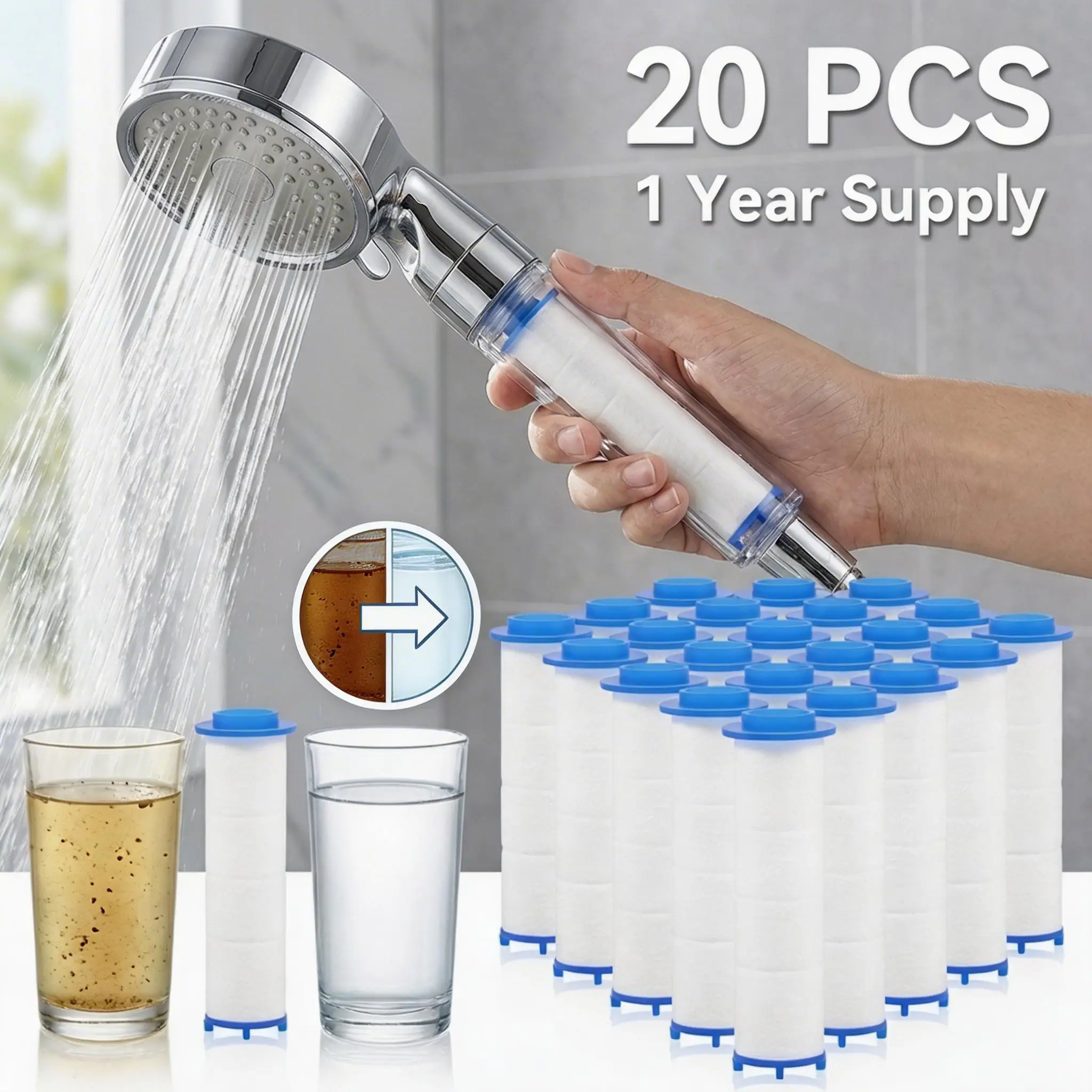 20Pcs 샤워 헤드 필터 PP 코튼 필터 교체 용 샤 - Shower Valve Cartridge 리뷰 및 가격